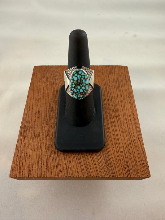 Turquoise Mountain Textured Triangle Ring