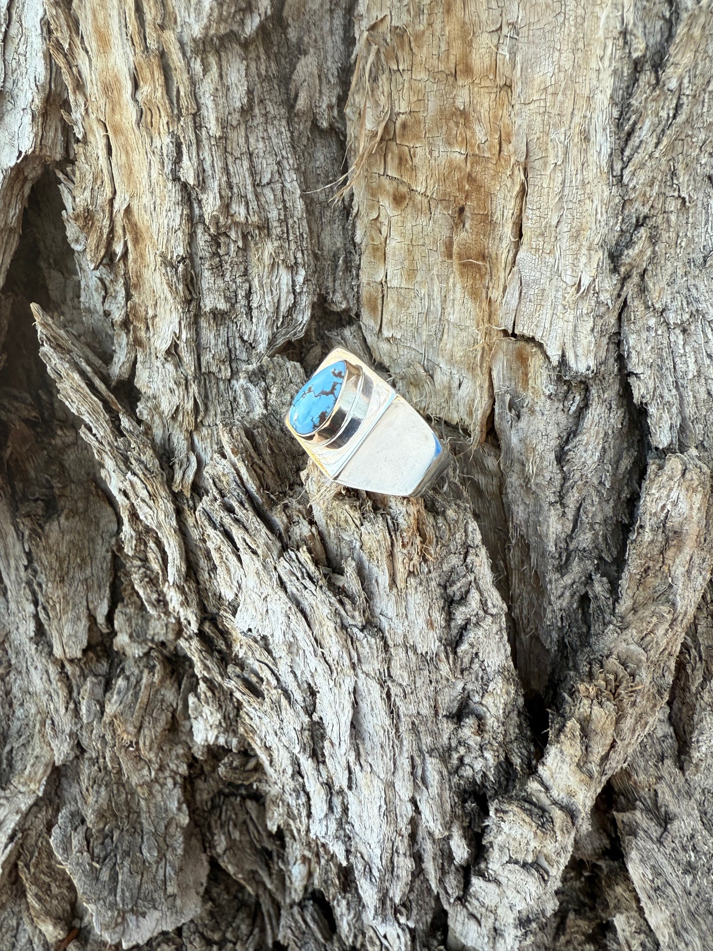 Gold Filled Golden Hills Turquoise & Sterling Signet Ring