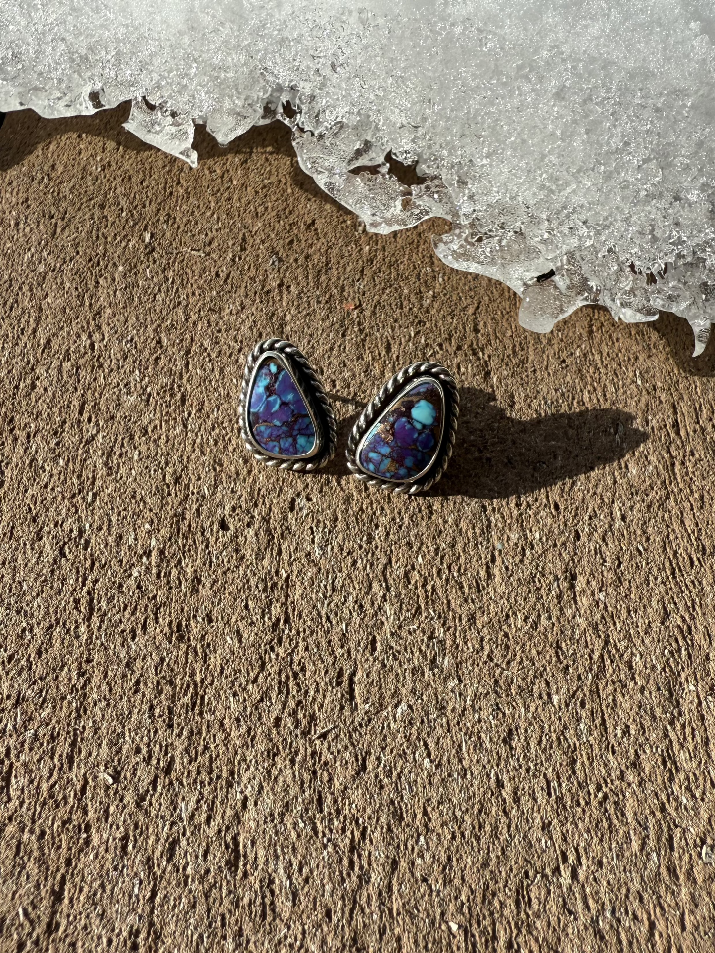 Purple Mohave Tuquoise & Sterling Silver Twist Studs